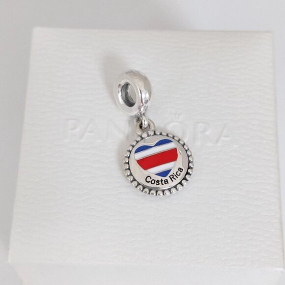 Pandora Costa Rica Heart Flag Dangle Charm with box - Picture 7 of 7
